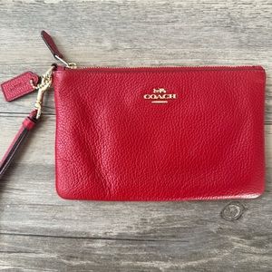 red Coach wristlet wallet purse clutch